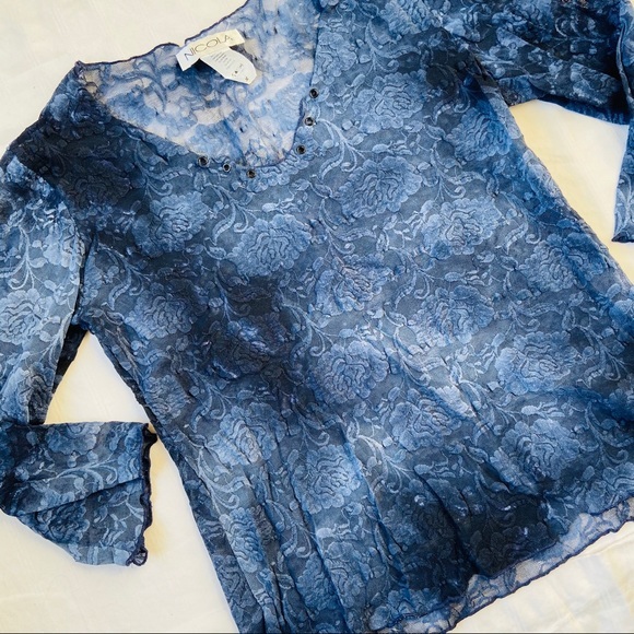 Vintage Y2K 90s floral Lace mesh baby tee top - Picture 5 of 6